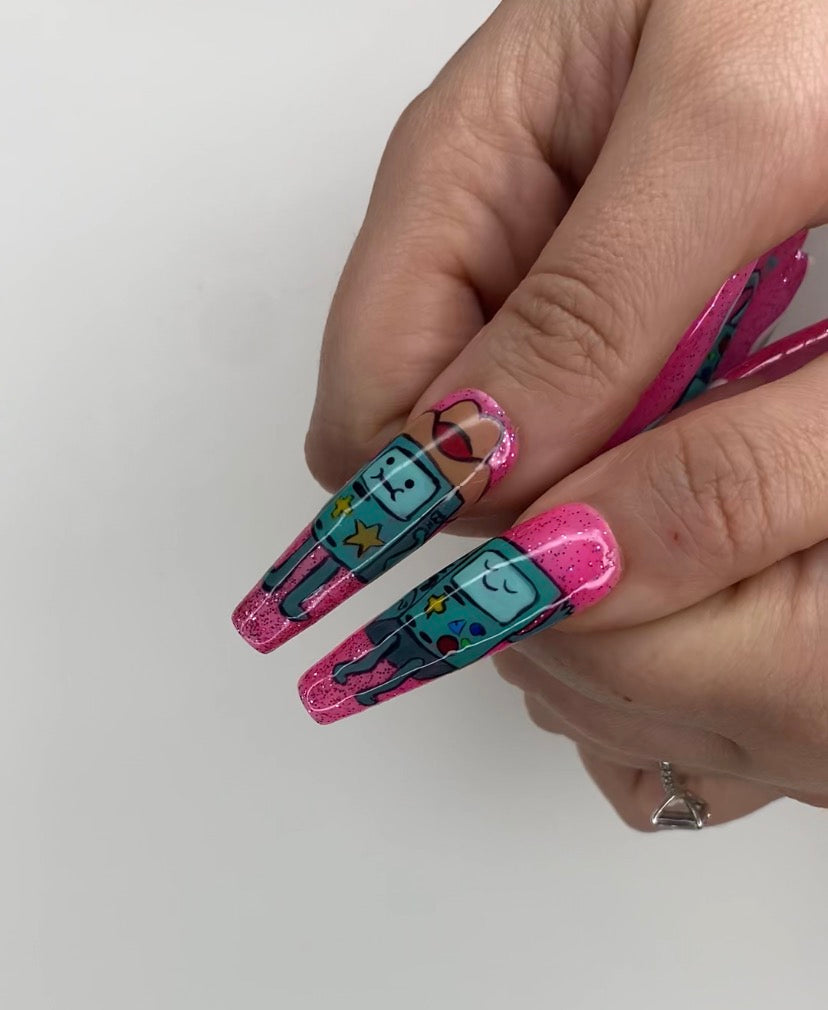 Hand Painted Adventure Time Bemo Nails