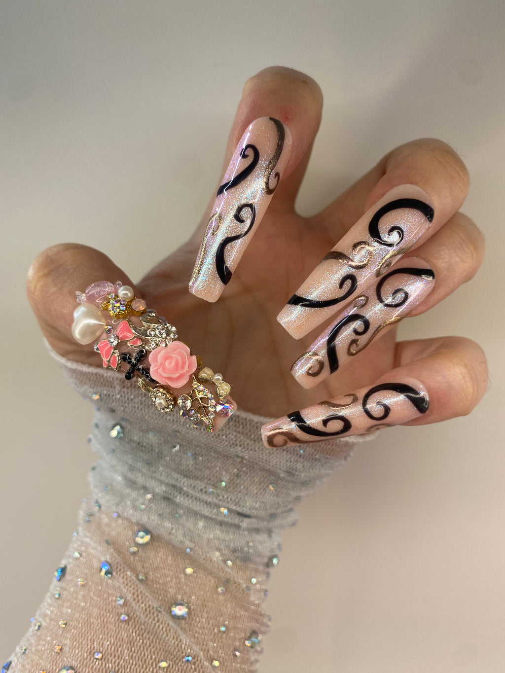 Pearly Pink Charms and Swirls