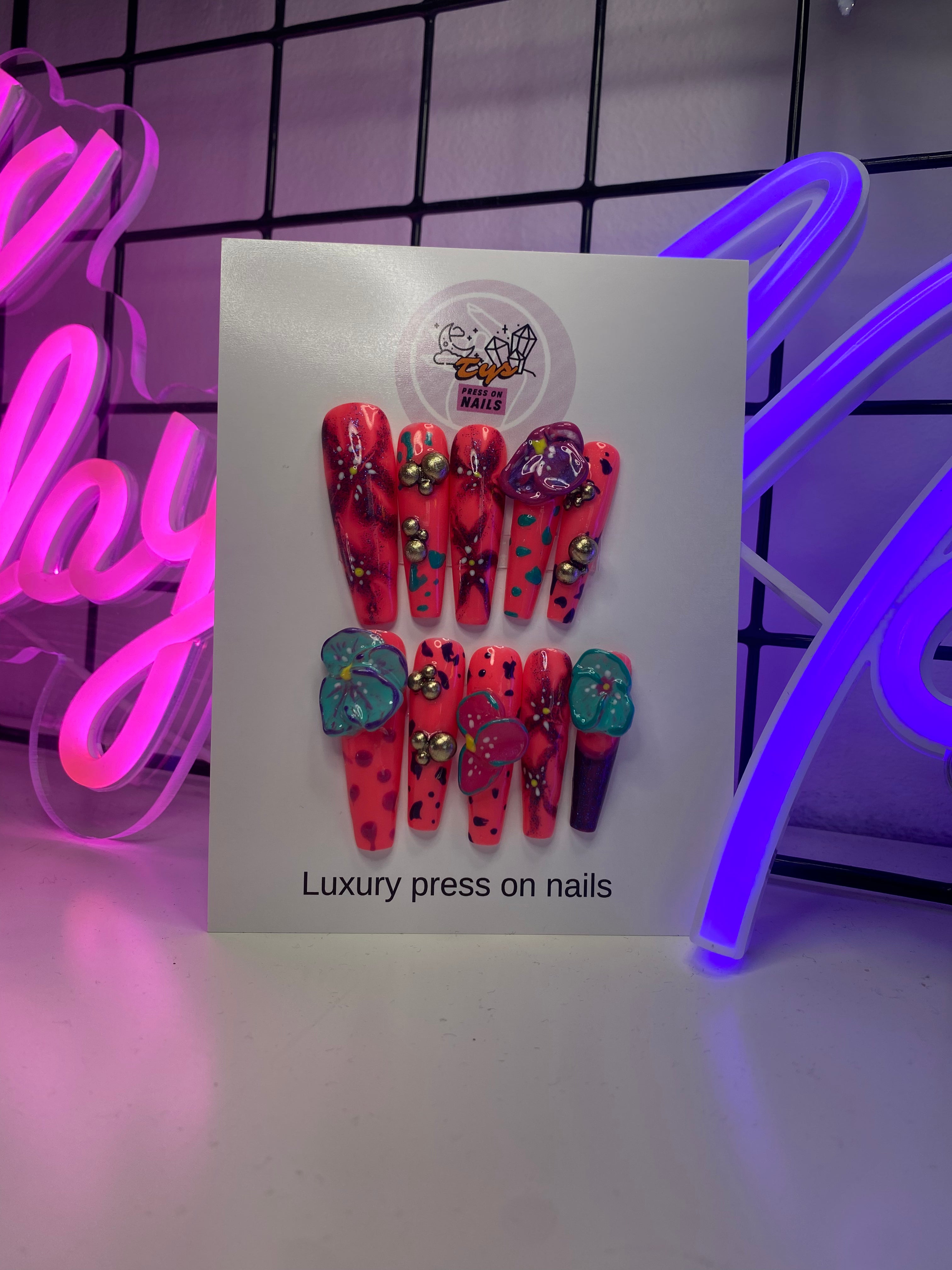 3D Flowers Neon Pink