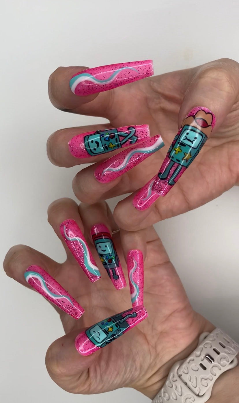 Hand Painted Adventure Time Bemo Nails